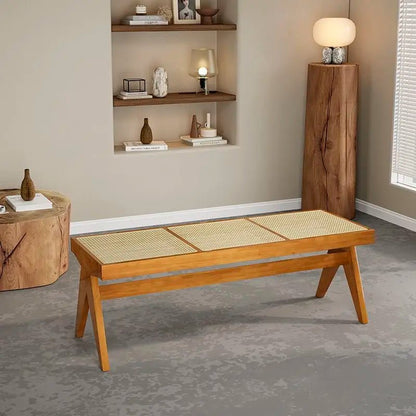 Hinoki™ – Solid Wood Rattan Bench - Buy Online at Futura’s Studio