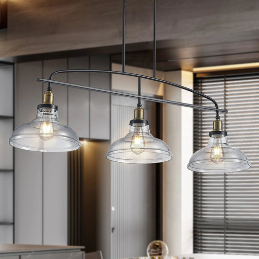 Industrial Glass Pendant Ceiling Light with Curved Metal Frame - Buy Online at Futura’s Studio