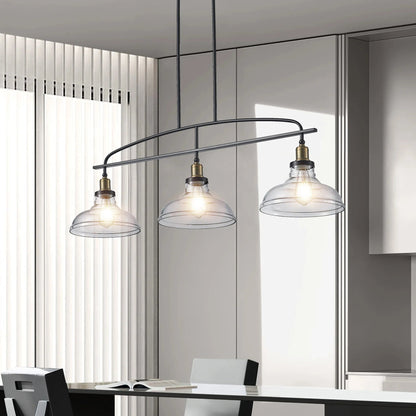 Industrial Glass Pendant Ceiling Light with Curved Metal Frame - Buy Online at Futura’s Studio