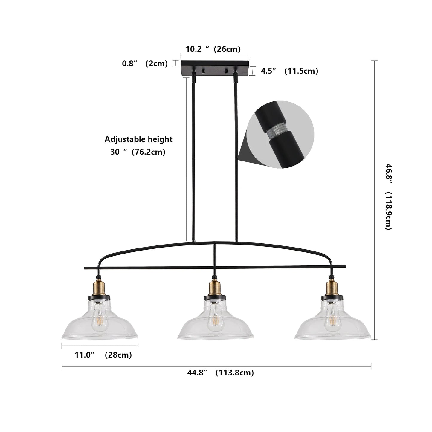 Industrial Glass Pendant Ceiling Light with Curved Metal Frame - Buy Online at Futura’s Studio
