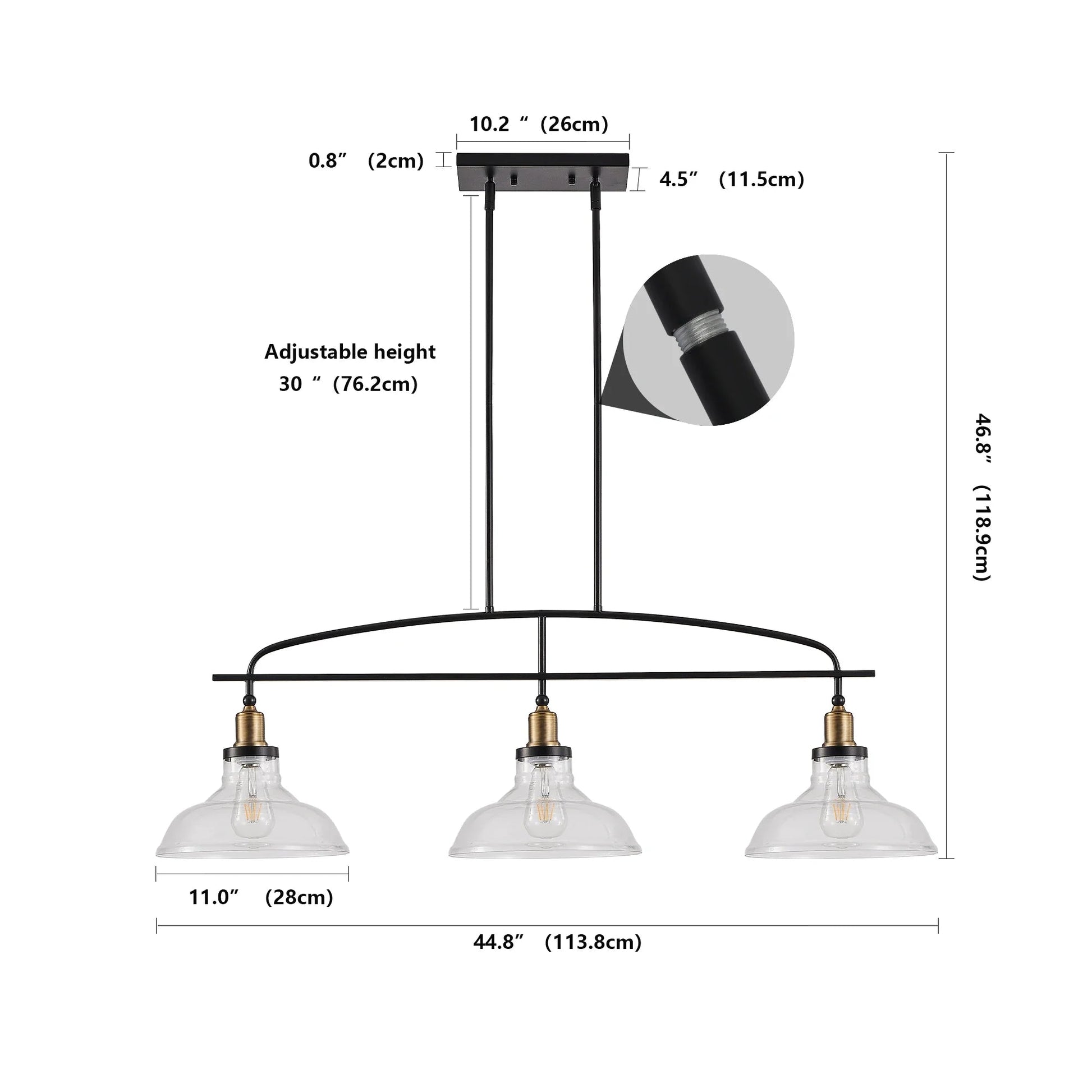 Industrial Glass Pendant Ceiling Light with Curved Metal Frame - Buy Online at Futura’s Studio