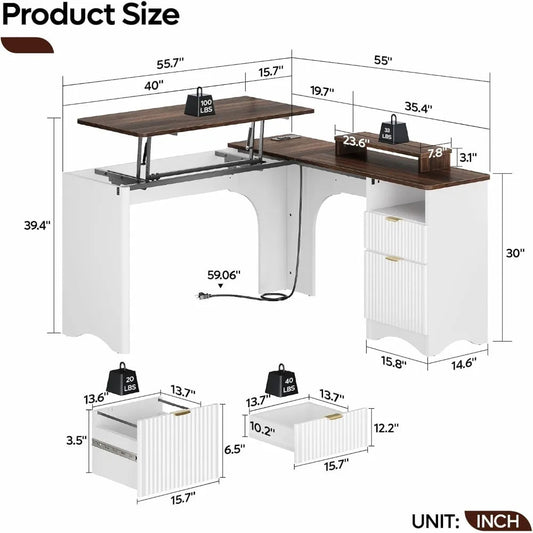 LiftTop Charging Corner Extendable Desk - Buy Online at Futura’s Studio