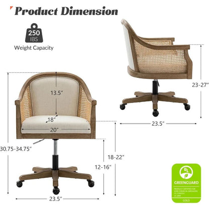 Takumi™ Vintage Rattan Office Chair - Buy Online at Futura’s Studio