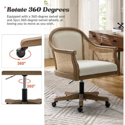 Takumi™ Vintage Rattan Office Chair - Buy Online at Futura’s Studio