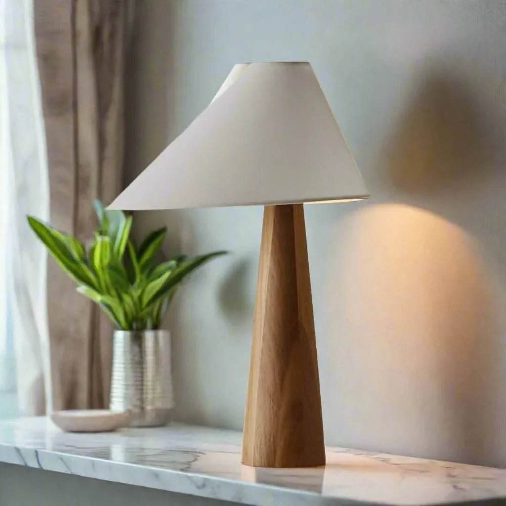 Tapered Oak Wood Wabi-Sabi Floor Lamp - Futura’s Studio