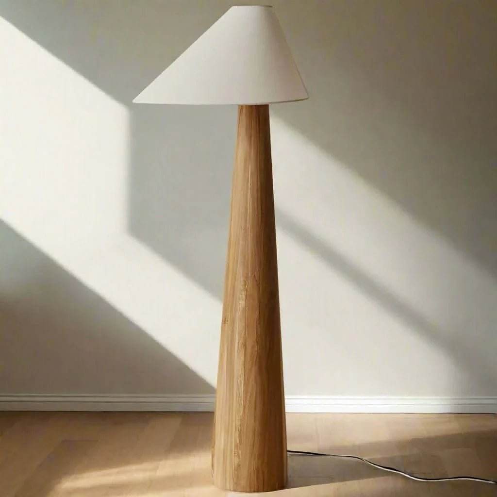 Tapered Oak Wood Wabi-Sabi Floor Lamp - Futura’s Studio