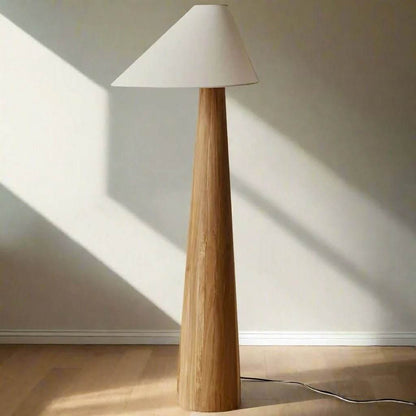 Tapered Oak Wood Wabi-Sabi Floor Lamp - Futura’s Studio