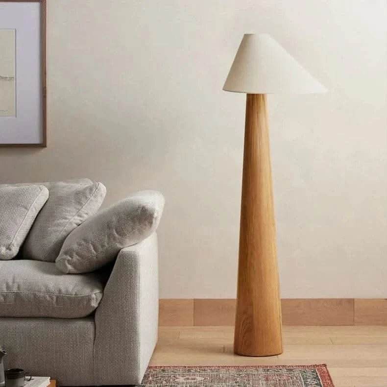 Tapered Oak Wood Wabi-Sabi Floor Lamp - Futura’s Studio
