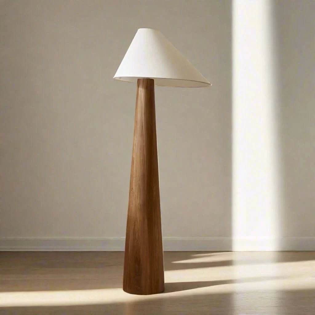 Tapered Oak Wood Wabi-Sabi Floor Lamp - Futura’s Studio
