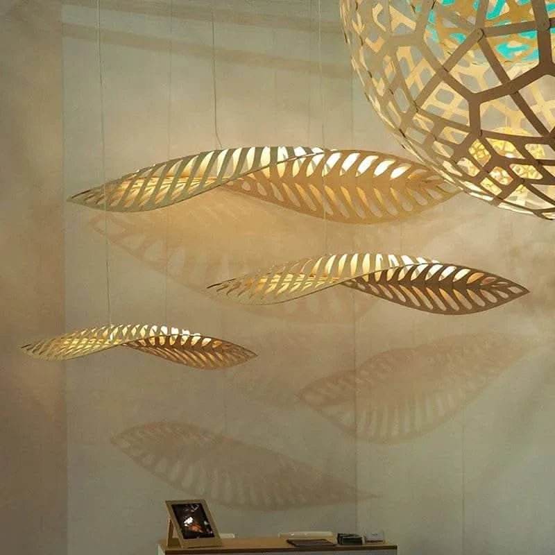 Wabi-Sabi Fish Bone Wood Pendant Lamp - Futura’s Studio